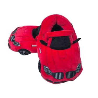 Imagem de Pantufa de Carro, Pantufas de Auto Divertidas, Chinelos de Pelúcia para Fã de Carros (Vermelho, BR, Adulto, Alfa, Único)