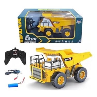 Imagem de Caminhão Basculante de Controle Remoto, 6 Canais, com Bateria Recarregável, Amarelo