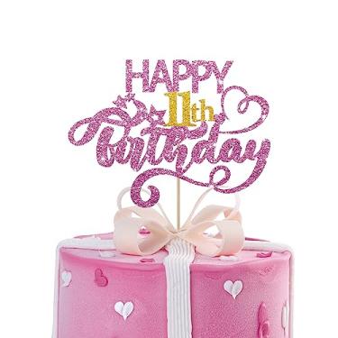 Imagem de MINUET MINUTE Topo De Bolo Feliz Aniversário 11 Anos Com Glitter Rosa, Decoração Para Festa Anos, Suprimentos Dourados Número 11, Meninos E Meninas Adolescentes