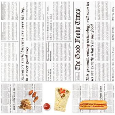 Imagem de ANNBAKING Papel Deli Premium 10"X14" - Pacote Com 200 Folhas Anti-Gordura Para Embrulhar Sanduíches, Forros Pães/Pães, Embalagens Forro De Cestas Peixe Batatas Fritas Ou Hambúrgueres (Impresso Notíc