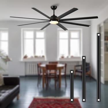 Imagem de Tropwellhouse Ventilador De Teto Industrial 84" Com Luz, Controle Remoto Grande, Para Áreas Externas, 8 Lâminas Alumínio, 3 Hastes Descida, Motor Cc 6 Velocidades, Ventiladores Comerciais Pátios/Var