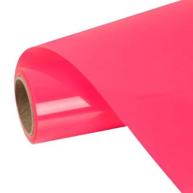 Imagem de FUNKAKA Rolos De Vinil Htv Com Transferência Térmica Rosa Neon, 30,5 Cm X 2,7 M, Fluorescente, Para Passar A Ferro Em Camisetas, Pu Elástico, Fácil Cortar E Remover, Faça Você Mesmo