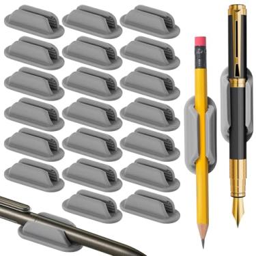 Imagem de VZZNN 20 Porta-Lápis Adesivos Para Mesa, Suporte De Silicone Caderno, Prancheta E Parede, Acessórios Mesa Escritório, Sala Aula, Material Professores