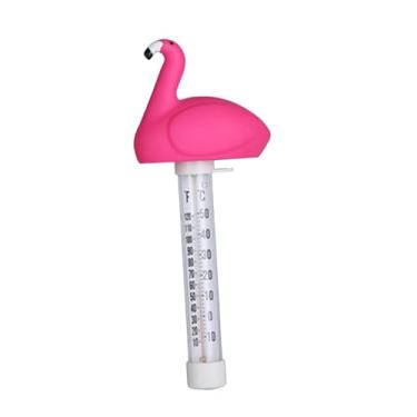 Imagem de IEUDNS Termômetro flutuante para piscina, termômetro portátil prático para aquários, banheiras de bebê, lagoas de peixes e piscinas, Flamingo