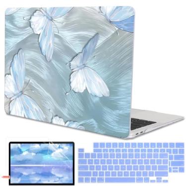 Imagem de LCMOCICO Capa para MacBook Pro de 13 polegadas 2022 2021 2020-2016 A2338 M2/M1 A2251 A2289 A2159 A1989 A1706 com Touch ID, capa de plástico rígido para teclado, película de webcam, borboleta de
