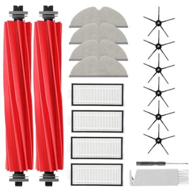 Imagem de 18 peças de substituição do kit de acessórios Q7 compatível com Roborock Q7 / Q7+ / Q7 Max / Q7 Max + Robot Vacuum, 2 escovas principais, 4 almofadas de pano de esfregão, 6 escovas laterais, 4 filtros