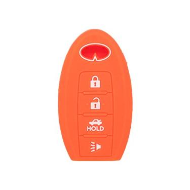 Imagem de SEGADEN Capa Protetora de Silicone Capa Suporte de Pele Jaqueta Compatível com INFINITI 4 Botões Smart Remote Key Fob CV4508SEGADEN laranja CV4508OR