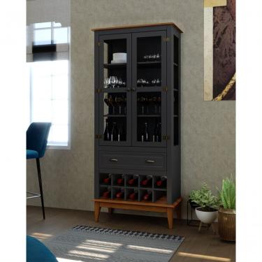 Imagem de Cristaleira Adega 2 Portas 1 Gaveta Madeira Cinza Grafite