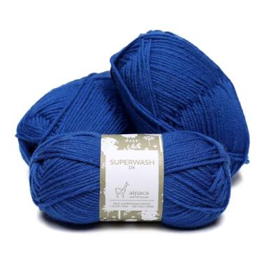Imagem de 100% fio de lã pura Superwash conjunto de 3 novelos (150 gramas) peso DK - proveniente diretamente do Peru - Celestial macio e perfeito para tricô e crochê (Lapiz Lazuli)
