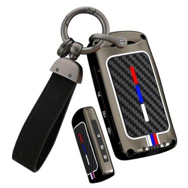 Imagem de HIBEYO Capa de chaveiro adequada para Mazda 3 6 Alexa CX-30 CX-3 CX-5 CX-7 CX-9 CX-4 CX-50 CX-30 2025 2024 2023 Acessórios Liga Fibra de Carbono Textura Smart Key Case com Chaveiro de Couro - 3 Botões