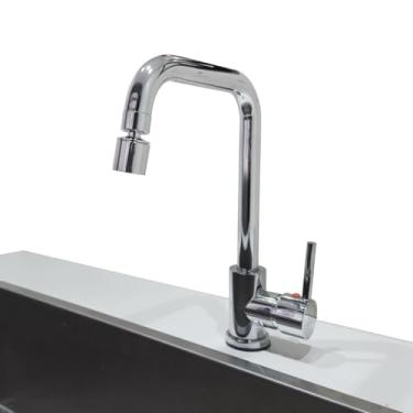Imagem de Torneira De Cozinha Gourmet Bancada Banheiro Pia Aço Inox Misturador Monocomando Água Q...