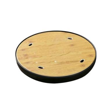 Imagem de Bandeja de gelo seco circular criativa de imitação minimalista de cor esmaltada estilo nórdico - 36 cm [estilo grão de madeira]