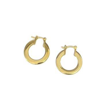 Imagem de Argola Italiana Feminina Achatada Banhada a Ouro 18K – Brinco de Argola Elegante (Ouro)