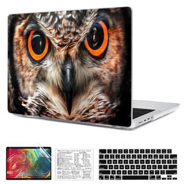 Imagem de QCzyc Compatível com MacBook Pro 16 polegadas versão 2021-2024 M4 A3403 A3186 M3 A2991 M2 A2780 M1 A2485 Pro/Max capa de plástico rígido e adesivo de teclado Mac OS e capa de teclado (coruja)