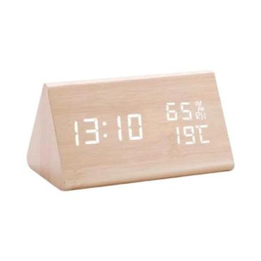 Imagem de Despertador Digital De Madeira LED USB AAA Alimentado Com Controle De 