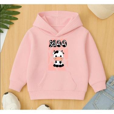 Imagem de Moletom Canguru Infantil Neném Estampa Vaquinha Moo Bebê Kids Criança 