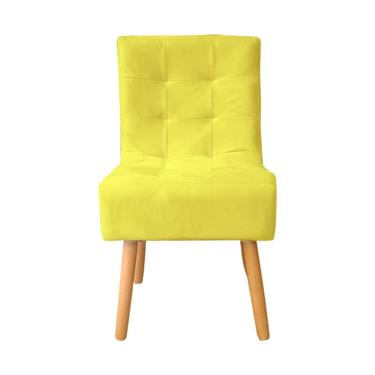 Imagem de Kit 2 Cadeiras Poltrona Sala de Jantar Penteadeira Reforçada Decorativa Liz Suede Amarelo