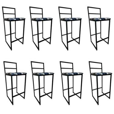 Imagem de Kit 8 Banqueta Alta Industrial p/ Cozinha Balcão Área Externa e Lazer 