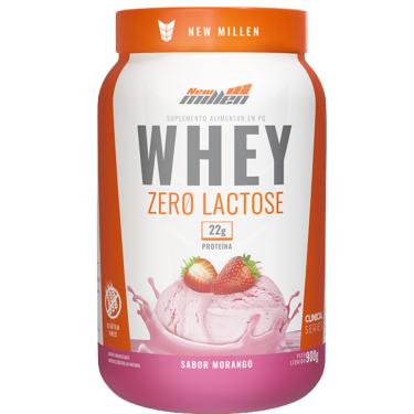 Imagem de Whey Protein Zero Lactose Sabor Morango Pote 900G New Millen