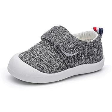 Imagem de woorooroo Sapatos para bebês meninos e meninas sapatos de caminhada para bebês sapatos de primeira caminhada tênis infantil para berço antiderrapante sapatos respiráveis 6 9 18 meses, Cinza 21002, 6-12 Months Infant