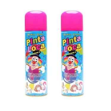 Imagem de Cabelo Maluco Kit 2 Tintas Spray Pinta Loca Rosa Flash 150ml - Aspa