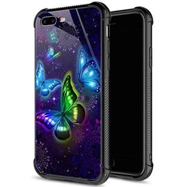 Imagem de Capa para iPhone SE 2020, capa de vidro temperado para iPhone 8, para meninas, lábios coloridos e sexy, capas para iPhone 7, à prova de choque, antiarranhões, para Apple iPhone 7/8/SE2 4,7 polegadas, quatro cores, iPhone 7/8 Plus, Butterfly Galaxy