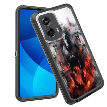 Imagem de GFEWYTJYJ Capa para Moto G Stylus 5G 2024, proteção total de 3 camadas à prova de choque, resistente, resistente, de alto impacto, capa rígida para Motorola Moto G Stylus 5G 2024, corrida cavalo de