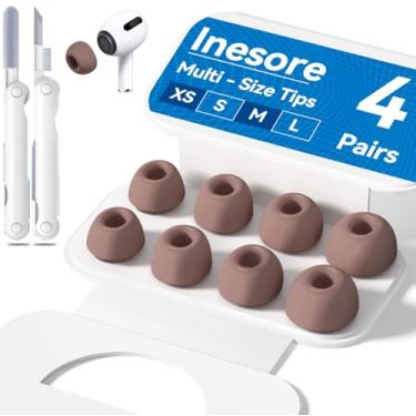 Imagem de 4 pares de pontas auriculares de substituição para AirPods Pro 2ª/1ª geração com caixa de armazenamento portátil, orifício de redução de ruído com tela protetora de poeira integrada, pontas