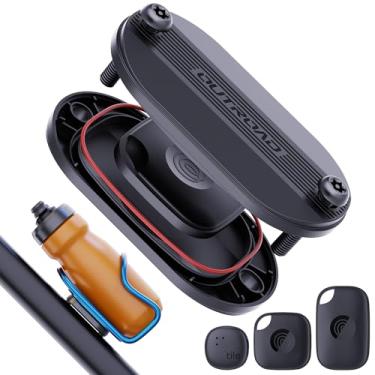Imagem de Para suporte de bicicleta Tile - Compatível com Tile Pro / Mate / Adesivo, Suporte de rastreador GPS de bicicleta IPX8, oculto sob a gaiola da garrafa ou sozinho, parafusos de segurança pretos M5