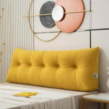 Imagem de Almofada De Cabeceira Macia - Almofada De Cunha Triangular Com Capa Removível - Almofada De Apoio Lombar Para Maternidade Adulto Criança - Almofada De Encosto Grande, Yellow, 180x50x20cm