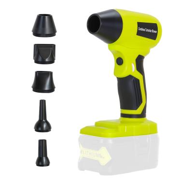 Imagem de Soprador de folhas sem escova 2025 sem fio para bateria Ryobi 18V, mini sopradores elétricos leves portáteis com 5 acessórios, velocidade contínua para varanda garagem garagem deixa limpeza de