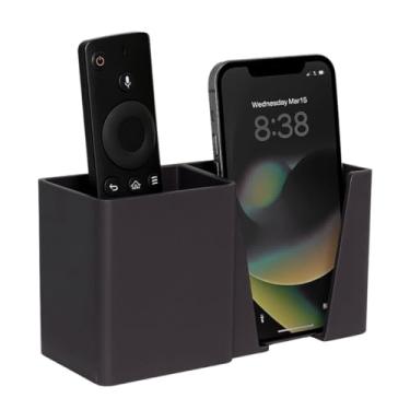 Imagem de Suporte Parede 2 Divisórias Porta Controle TV Ar Condicionado E Celular Preto