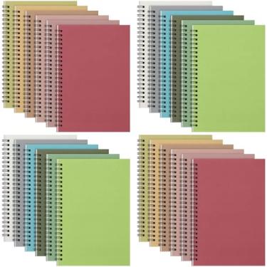 Imagem de Fuutreo 24 cadernos espirais para trabalho, A5, 21 x 14 cm, capa kraft, 12 cores, 60 folhas, 120 páginas para material escolar de escritório (cor de pedra preciosa, clássica)