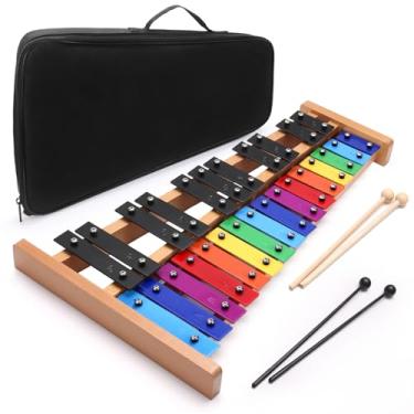 Imagem de Heuyrao Xilofone Glockenspiel de 27 notas, instrumento profissional de madeira Glockenspiel, kit de instrumentos de percussão para adultos e crianças - Inclui 4 marretas e bolsa de transporte