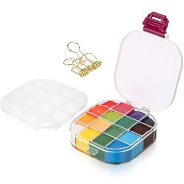 Imagem de Humyoun Caixa de paleta de armazenamento de tinta, 16 poços, hermética com tampa de vedação e clipes de fixação, portátil para uso externo, para aquarela, guache, acrílico e pintura a óleo (vermelho)