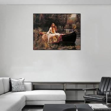 Imagem de Can Be Hung Famous Painting-With Black Framed-"The Lady of Shalott" - Impressões em tela - Reproduções em tela - Imagem de arte de parede para decoração de casa 30 x 39 cm moldura preta