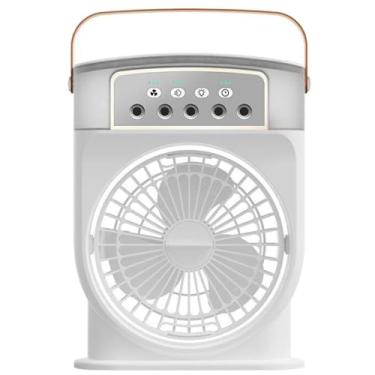 Imagem de Credelin Ventilador de nebulização portátil, ventilador de névoa de spray de água com tanque de 600 ml, 3 velocidades e luz noturna de 7 cores, bateria recarregável de resfriamento pessoal silencioso