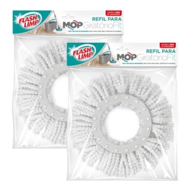 Imagem de Kit 2 Refil Mop Fit 13,5cm Microfibra para Duas Aguas Fit Esfregão 360 Flash Limp RMOP5011