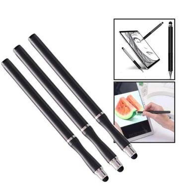 Imagem de Kit 3 Canetas Touch Ponta Fina Stylus Android cor Preto - Thafe