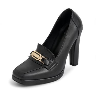 Imagem de Odetina Sapato social feminino de salto alto, bico fechado, sem cadarço, salto grosso, Preto, 36