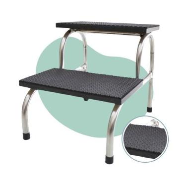 Imagem de Escada Escadinha 2 Degraus Hospitalar Estética Clinica Inox Monodegrau