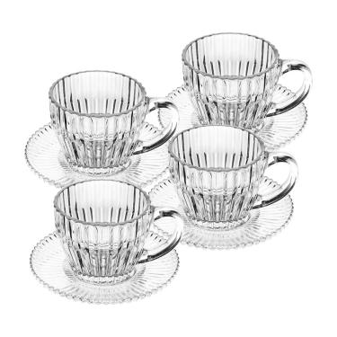 Imagem de Conjunto 4 Xícaras de Café Wolff Império 110ml com Pires Cristal Design Clássico 