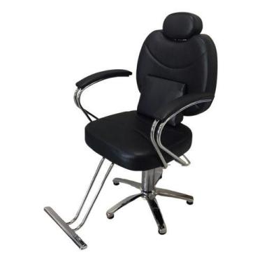 Imagem de Poltrona Cadeira Barbeiro Reclinável Cor Preto Liso Forma Da Base Estr