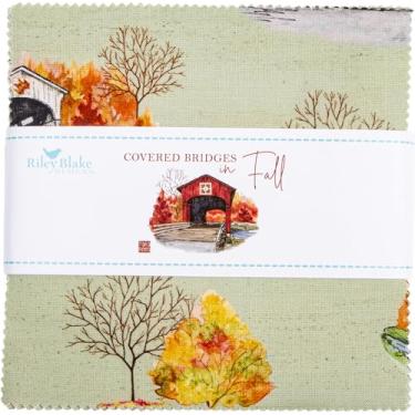 Imagem de Tara Reed Pontes cobertas no outono 12.7 cm Stacker 42 12.7 cm Square Charm Pack Riley Blake 5-16210-42