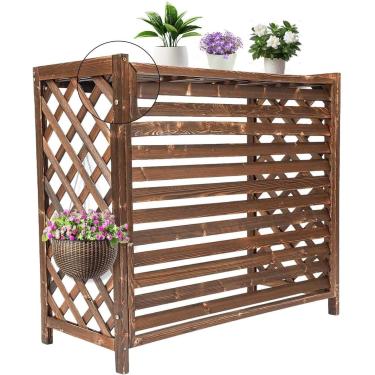 Imagem de Tela De Cerca De Ar Condicionado Rack De Ar Condicionado Externo De Madeira Maciça Tampas De Radiador Doméstico Para Esconder A Estrutura Do Painel De Madeira Espessa Do A, One Color, 115x54x95cm