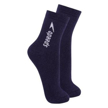 Imagem de Kit com 2 Pares de Meias Esportiva Cano Médio Speedo 8032, Azul marinh
