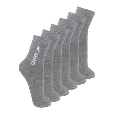 Imagem de Kit com 6 Pares de Meias Esportiva Cano Médio Speedo 8032, Cinza, 33-3