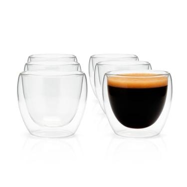 Imagem de kit 6 Copos vidro duplo camada parede caf� 100ML shot bistro expresso nes presso borossilcato