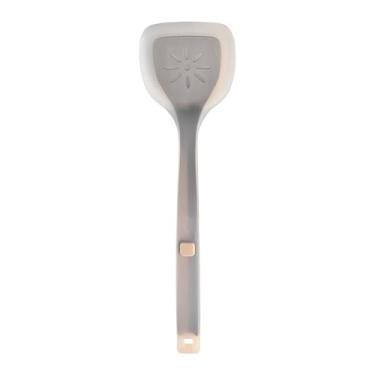 Imagem de Espátula de silicone turner, utensílio de cozinha flexível longo sólido entalhado espátula de cozinha flipper para virar ovo, panqueca, biscoito (Cáqui)