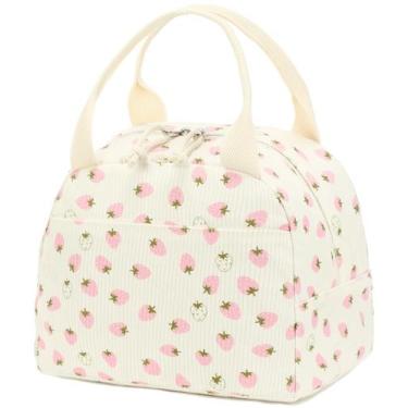 Imagem de Lancheira Bluboon Corduroy Isolada Reutilizável Bege Strawberry